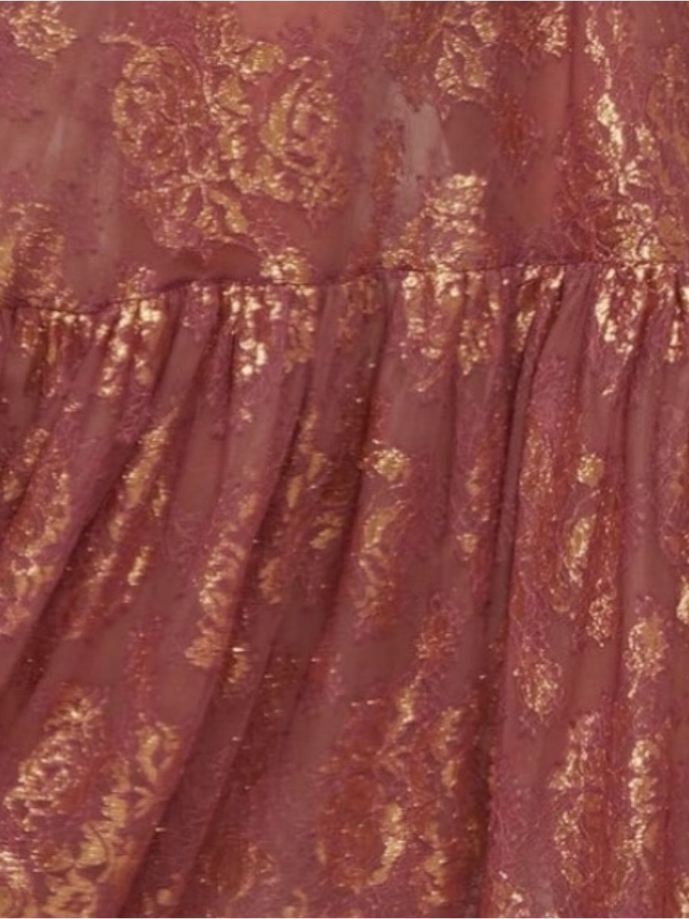 Helsi Cara Women’s Strapless Metallic Burgundy Gold Lace Maxi Dress Size XS NEW - Picture 10 of 12